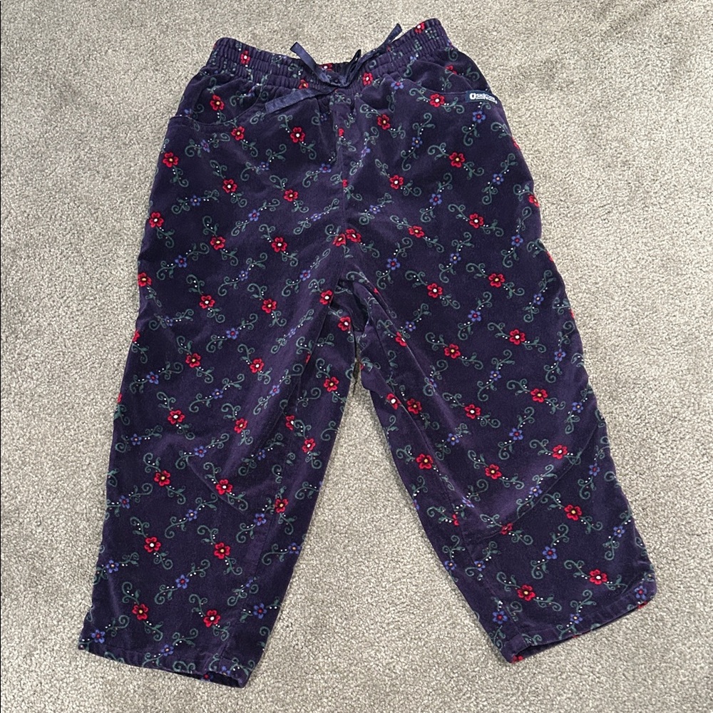 Vintage OshKosh B'gosh Navy Pants with Red and Green Pattern